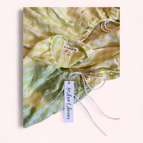 For Love & Lemons Green Gingham Halter Cut Out Maureen Midi Dress NWY Size L - Picture 8 of 10